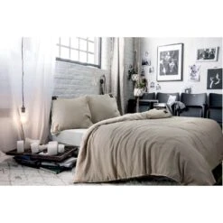 BLCKOUT Ohio - Linnen - Dekbedovertrek - 240x200/220 Cm - Crème -Leen Bakker Winkel 1927124095 0101