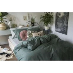 Dindi Home - Dekbedovertrek Plain Beauty - 240x220 Cm - Donker Groen -Leen Bakker Winkel 1957992854 0102