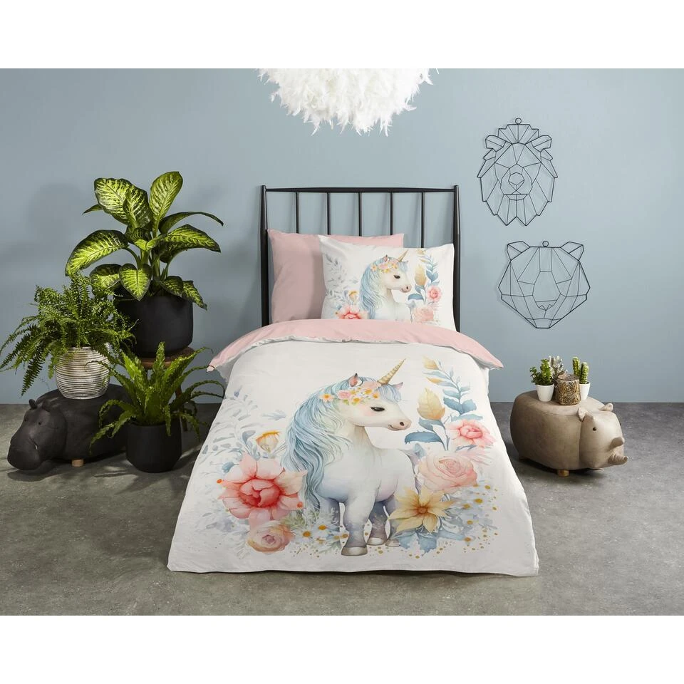 Pure Kinderdekbedovertrek "eenhoorn" - Wit - (140x200/220 Cm) - Microfiber 4 Pure Kinderdekbedovertrek "eenhoorn" - Wit - (140x200/220 Cm) - Microfiber - Afbeelding 2