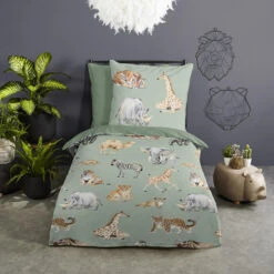 Pure Safari Kinderdekbedovertrek Groen -Leen Bakker Winkel 1a175e8491aa4b41b90bdfcc90f7c168