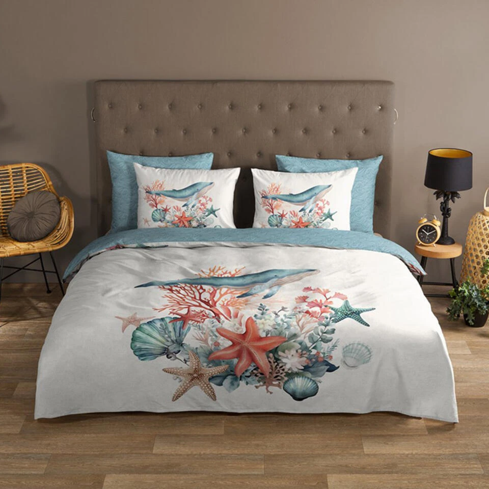 Good Morning Bultrug Walvis Dekbedovertrek Blauw-2-persoons (200 X 200/220 Cm) 5 Good Morning Bultrug Walvis Dekbedovertrek Blauw-2-persoons (200 X 200/220 Cm) - Afbeelding 3