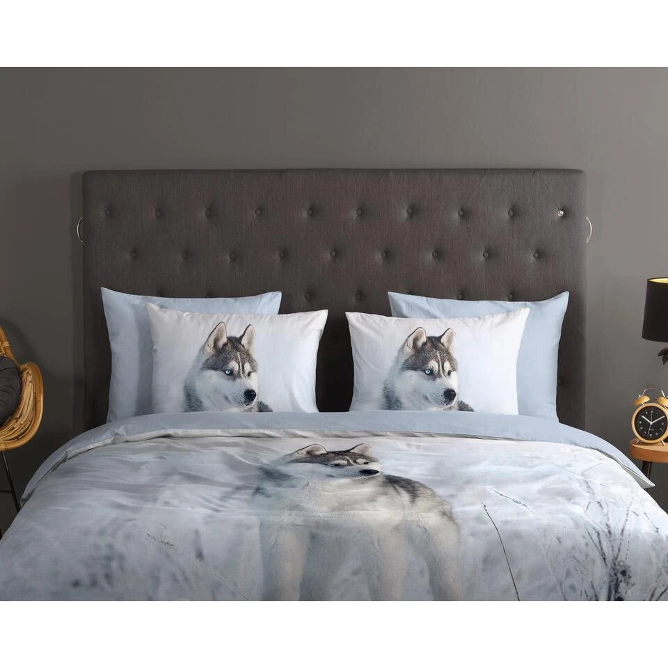 Good Morning Dekbedovertrek "husky Hond" - Blauw - (200x200/220 Cm) - Katoen 5 Good Morning Dekbedovertrek "husky Hond" - Blauw - (200x200/220 Cm) - Katoen - Afbeelding 3