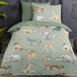 Pure Safari Kinderdekbedovertrek Groen -Leen Bakker Winkel 214d50eadb7b45bf8ee76cce4bdba107