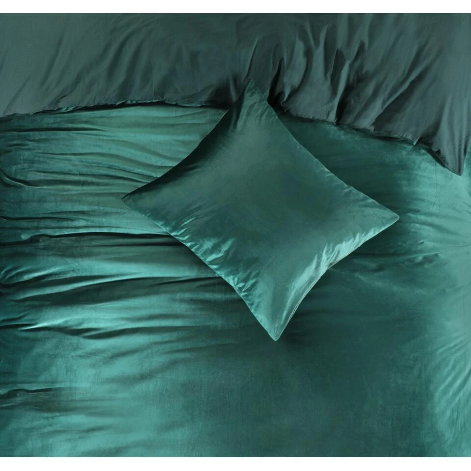Papillon Dekbedovertrek Uni Velvet - 200x200/220 Cm - Groen 7 Papillon Dekbedovertrek Uni Velvet - 200x200/220 Cm - Groen - Afbeelding 5