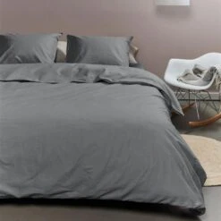 Ambiante Cotton Uni Dekbedovertrek - 200x200/220 - Grijs -Leen Bakker Winkel 2a1d567599da4b189d0cfe64747a866b