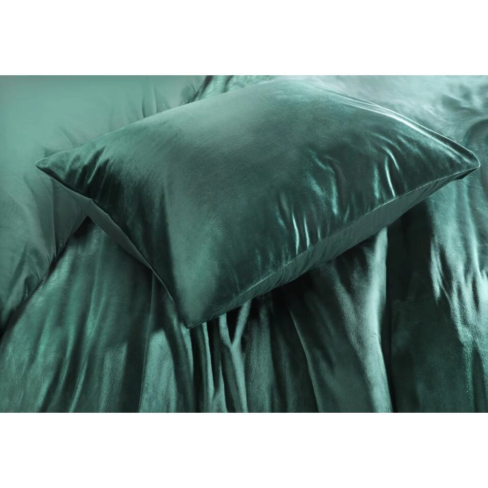 Papillon Dekbedovertrek Uni Velvet - 200x200/220 Cm - Groen 5 Papillon Dekbedovertrek Uni Velvet - 200x200/220 Cm - Groen - Afbeelding 3