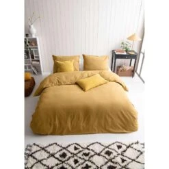 Walra Dekbedovertrek Vintage Cotton - Mosterd - 240x200/220 Cm -Leen Bakker Winkel 31105474 9051 1