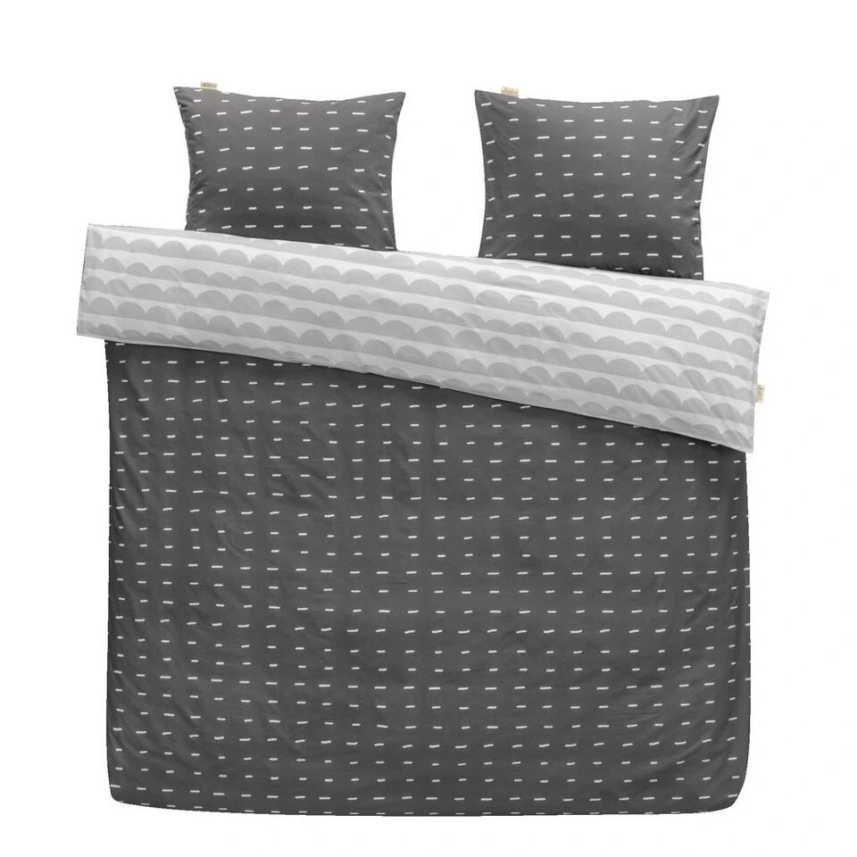 Walra Dekbedovertrek More Dashes - Antraciet - 200x200/220 Cm 3 Walra Dekbedovertrek More Dashes - Antraciet - 200x200/220 Cm