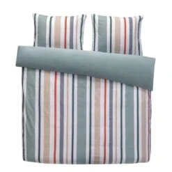 Comfort Dekbedovertrek Ragnar Strepen - Wit/groen - 200x200/220 Cm