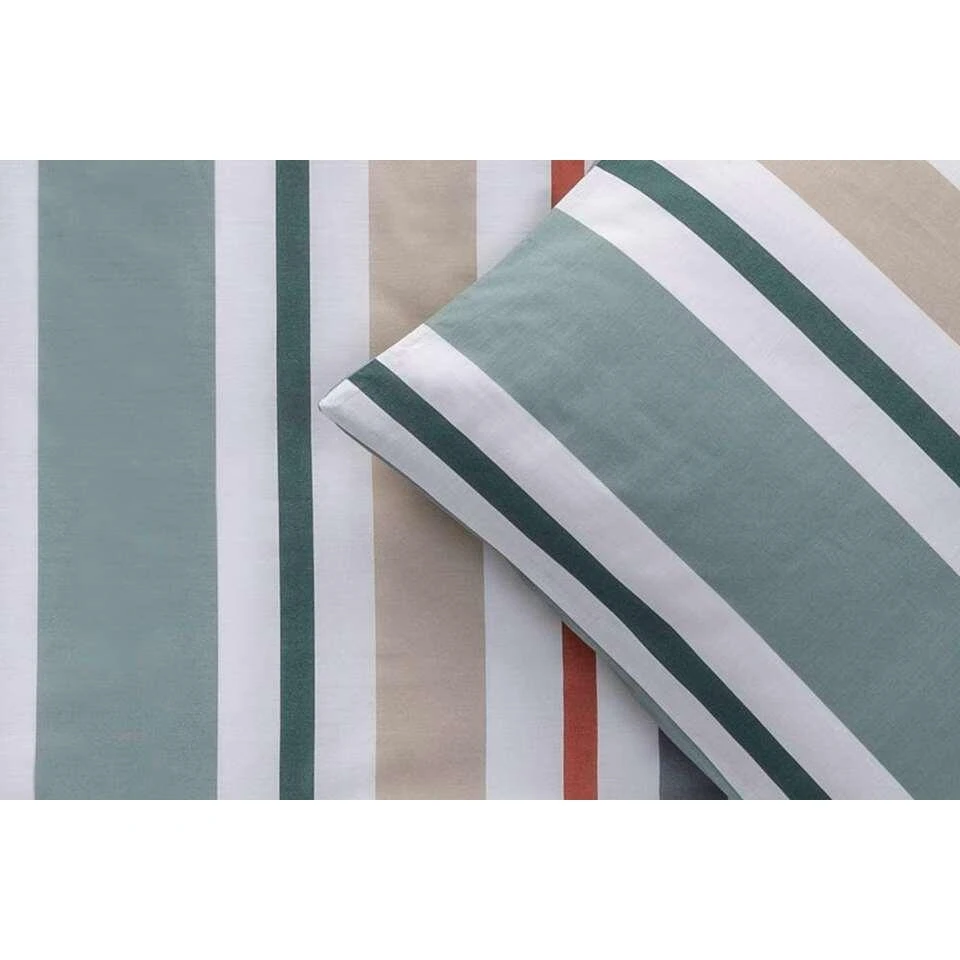 Comfort Dekbedovertrek Ragnar Strepen - Wit/groen - 200x200/220 Cm 4 Comfort Dekbedovertrek Ragnar Strepen - Wit/groen - 200x200/220 Cm - Afbeelding 2