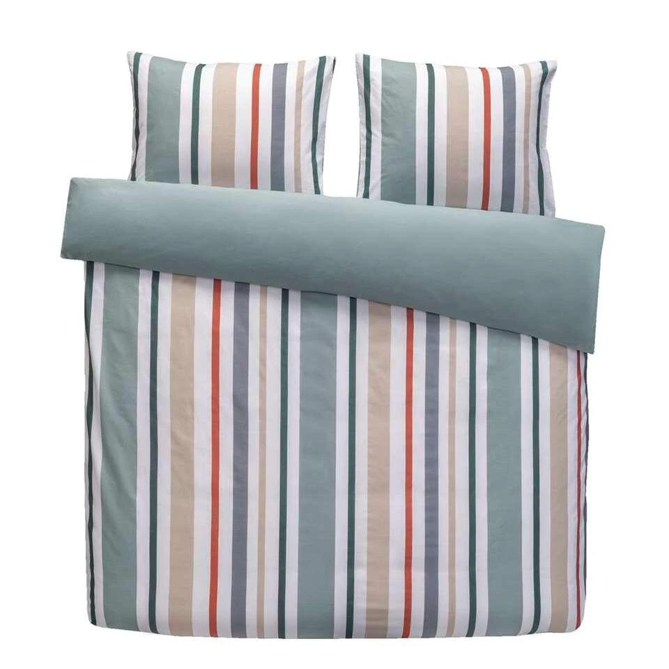Comfort Dekbedovertrek Ragnar Strepen - Wit/groen - 200x200/220 Cm 3 Comfort Dekbedovertrek Ragnar Strepen - Wit/groen - 200x200/220 Cm