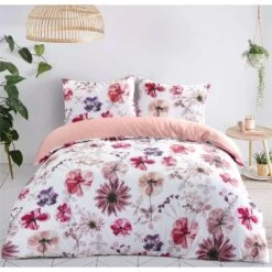 Royal Dekbedovertrek Linde Bloemen - Wit/roze - 200x200/220 Cm -Leen Bakker Winkel 31105819 1950