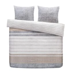 Comfort Dekbedovertrek Finch Strepen - Taupe - 240x200/220 Cm