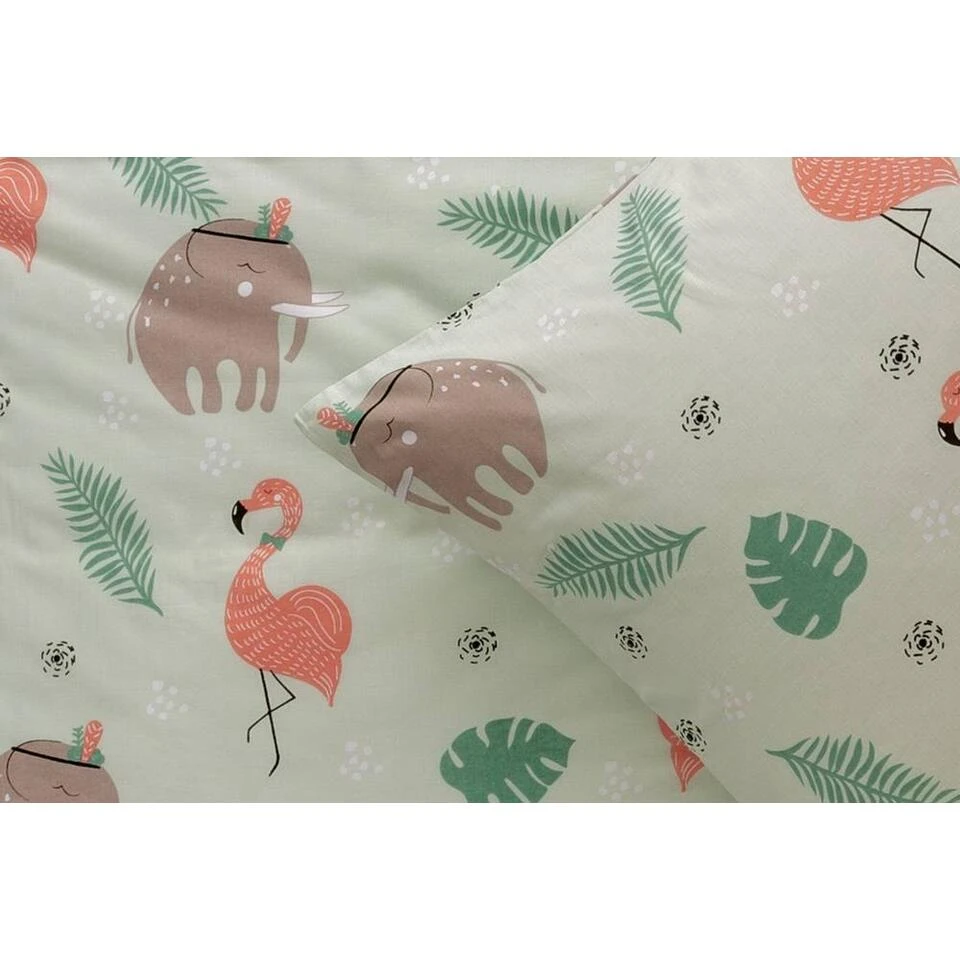 Comfort Dekbedovertrek Naida Dieren - Lichtgroen - 140x200 Cm 4 Comfort Dekbedovertrek Naida Dieren - Lichtgroen - 140x200 Cm - Afbeelding 2