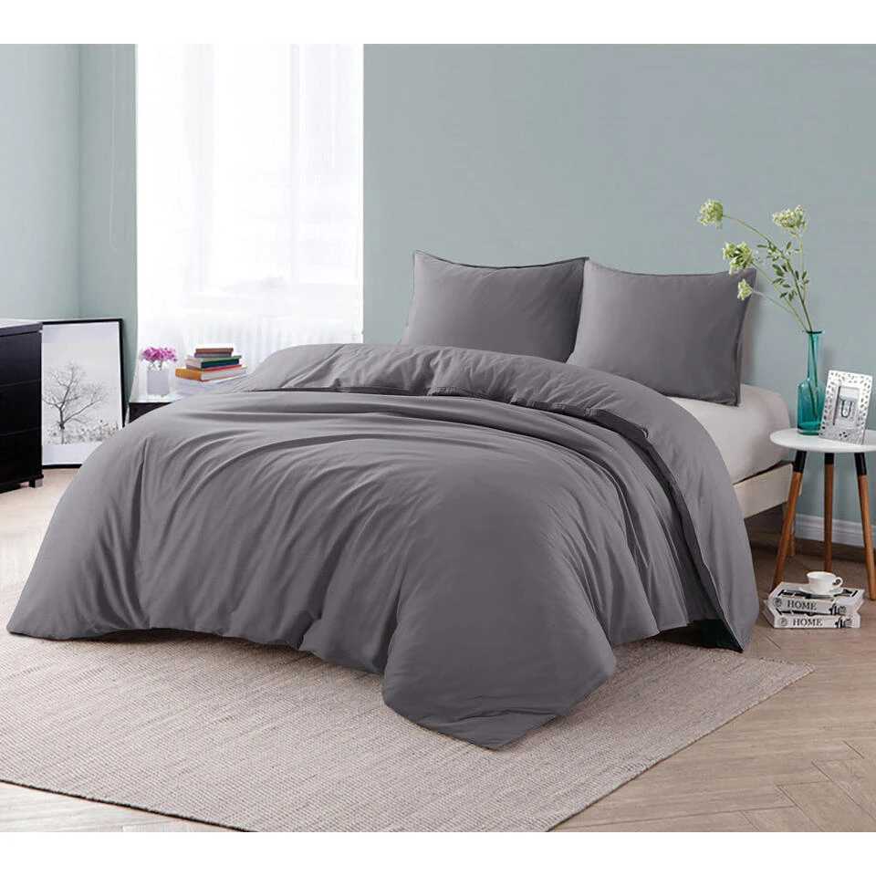 Comfort Dekbedovertrek Jorrit Effen - Antraciet - 240x200/220 Cm 5 Comfort Dekbedovertrek Jorrit Effen - Antraciet - 240x200/220 Cm - Afbeelding 3