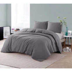 Comfort Dekbedovertrek Jorrit Effen - Antraciet - 200x200/220 Cm -Leen Bakker Winkel 31106086 9050