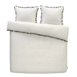 Dindi Home Dekbedovertrek Fleeky Fringes Effen - Wit - 200x200/220 Cm