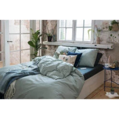 Dindi Home Dekbedovertrek Plain Beauty Effen - Groen - 140x200/220 Cm -Leen Bakker Winkel 31106102 9050