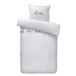 Walra - Dekbedovertrek Lively Love - 140x220 Cm - Wit