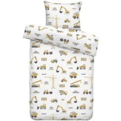 Dekbedovertrek Joel - Wit/geel - 140x200 Cm