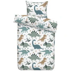 Dekbedovertrek Luut - Wit/groen - 140x200/220 Cm