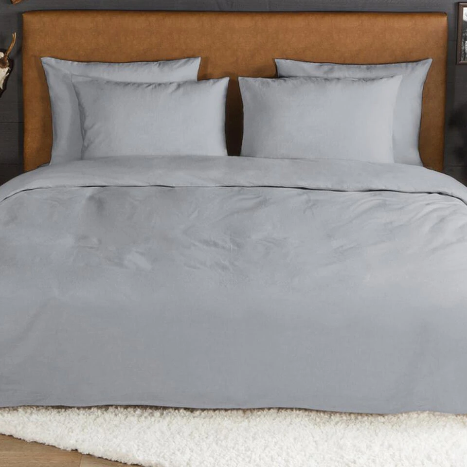 Zavelo Flanellette Effen Dekbedovertrek Grijs-Lits-jumeaux (240 X 200/220 Cm) 4 Zavelo Flanellette Effen Dekbedovertrek Grijs-Lits-jumeaux (240 X 200/220 Cm) - Afbeelding 2