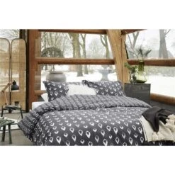 Walra - Dekbedovertrek Remade Turned Cones - 240x220 Cm - Off Black -Leen Bakker Winkel 43ad72fe11ee429bba1e8fdd60f77977