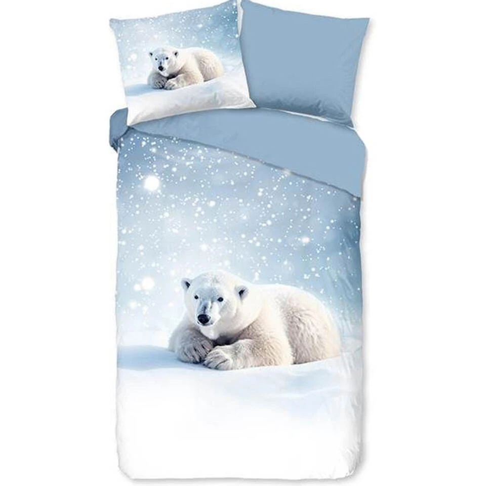 Good Morning IJsbeer Flanel Dekbedovertrek Blauw 9 Good Morning IJsbeer Flanel Dekbedovertrek Blauw - Afbeelding 7