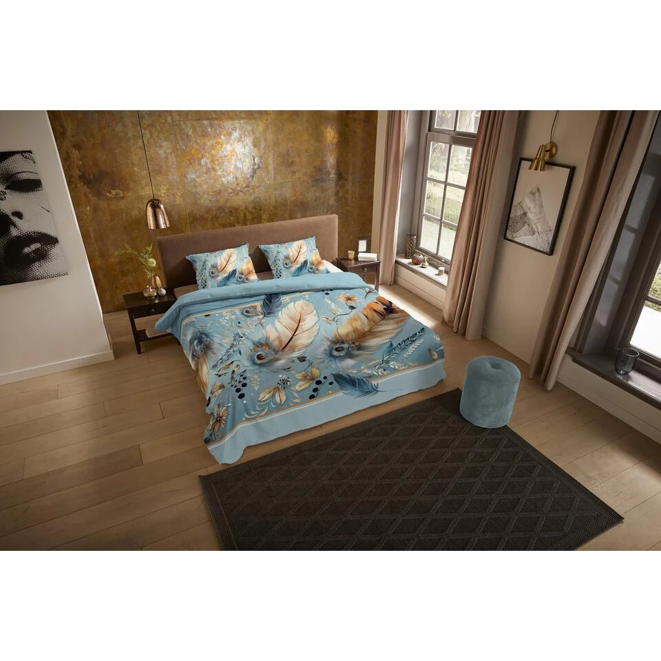 Pure Dekbedovertrek "veren/ Oosters" - Aqua - (200x200/220 Cm) - Microfiber 4 Pure Dekbedovertrek "veren/ Oosters" - Aqua - (200x200/220 Cm) - Microfiber - Afbeelding 2