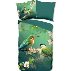 Pure Dekbedovertrek "bloemen En Vogels" - Groen - (240x200/220 Cm) - Microfiber -Leen Bakker Winkel 5ee0adaa63604383b8a69cde8a9f1ac9