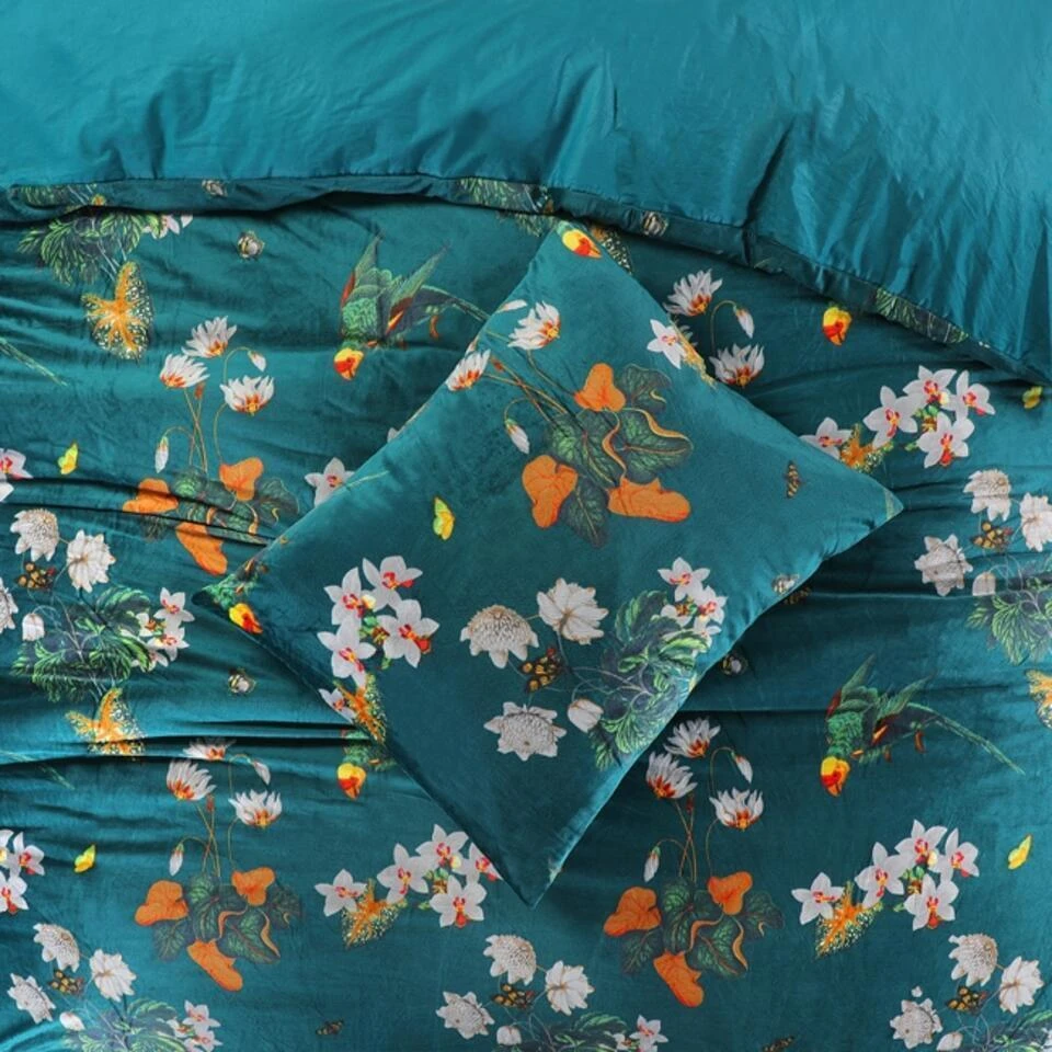 Papillon Dekbedovertrek Parrot Velvet - 240x200/220 Cm - Groen 7 Papillon Dekbedovertrek Parrot Velvet - 240x200/220 Cm - Groen - Afbeelding 5