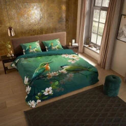 Pure Dekbedovertrek "bloemen En Vogels" - Groen - (240x200/220 Cm) - Microfiber -Leen Bakker Winkel 7ceccca147544abebf8d8d19690029f0