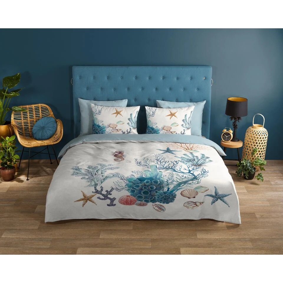 Good Morning Dekbedovertrek "maritiem" - Wit - (200x200/220 Cm) - Katoen 4 Good Morning Dekbedovertrek "maritiem" - Wit - (200x200/220 Cm) - Katoen - Afbeelding 2