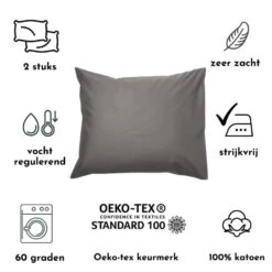 Zavelo Kussenslopen - Hotelkwaliteit - Set Van 2 Stuks - Antraciet - 60x70cm... -Leen Bakker Winkel 8c7020f7250b4f7fa343b8bd546f1521