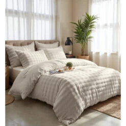 Dekbedovertrek 140x220 – Pompom Design & Warm Flanel Fleece - Beige -Leen Bakker Winkel a27a4893b5c44287baade9420e96a768