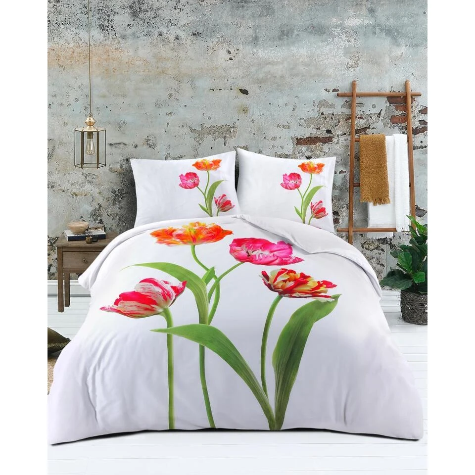 Papillon Dekbedovertrek Tulips - 140x200/220 Cm - Wit 4 Papillon Dekbedovertrek Tulips - 140x200/220 Cm - Wit - Afbeelding 2