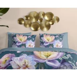 Descanso Dekbedovertrek "bloemen" - Petrol - (200x200/220 Cm) - Katoen Satijn -Leen Bakker Winkel b8a7d6dc3b6046bd857ebf1cc1a962b6
