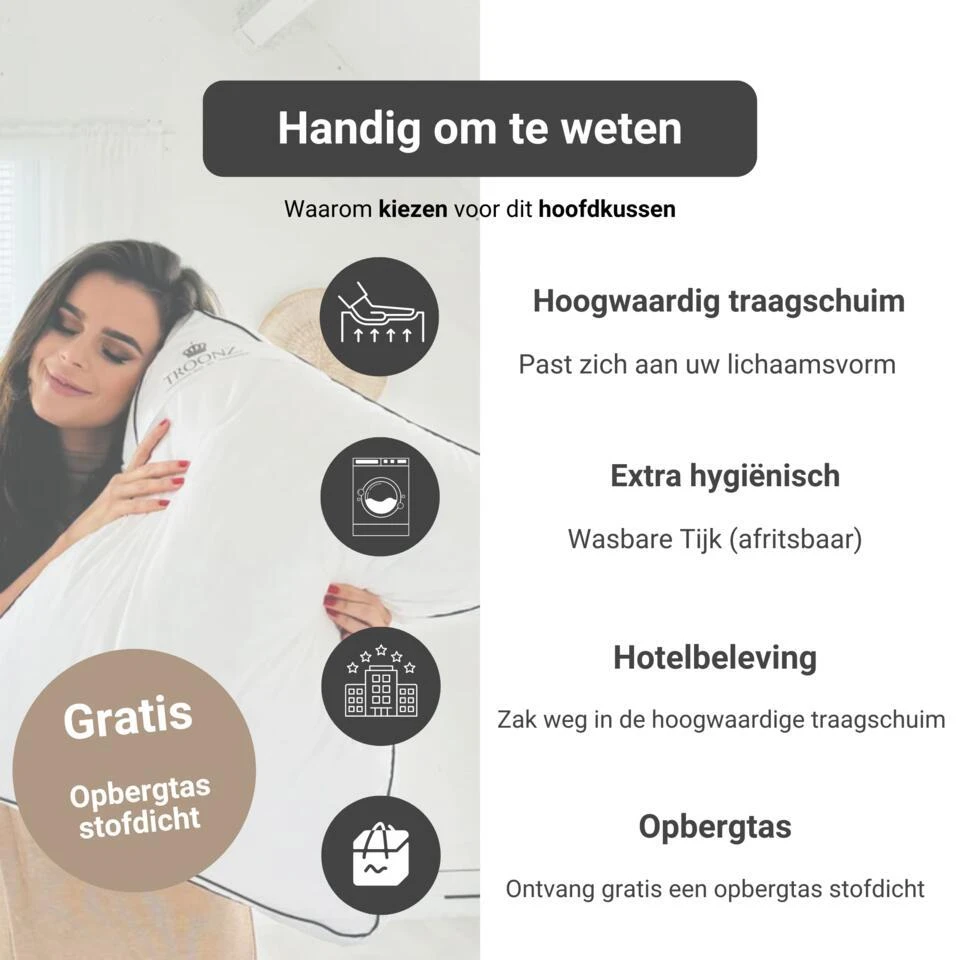 Troonz Hoofdkussen Sleepwave Two - Afmeting 60x70 Cm 4 Troonz Hoofdkussen Sleepwave Two - Afmeting 60x70 Cm - Afbeelding 2