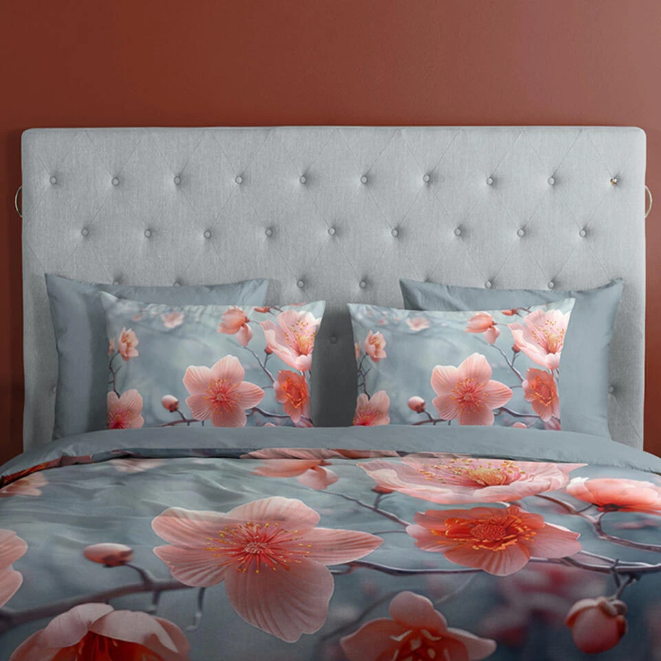 Good Morning Dekbedovertrek "bloemen" - Grijs - (200x200/220 Cm) - Katoen 5 Good Morning Dekbedovertrek "bloemen" - Grijs - (200x200/220 Cm) - Katoen - Afbeelding 3