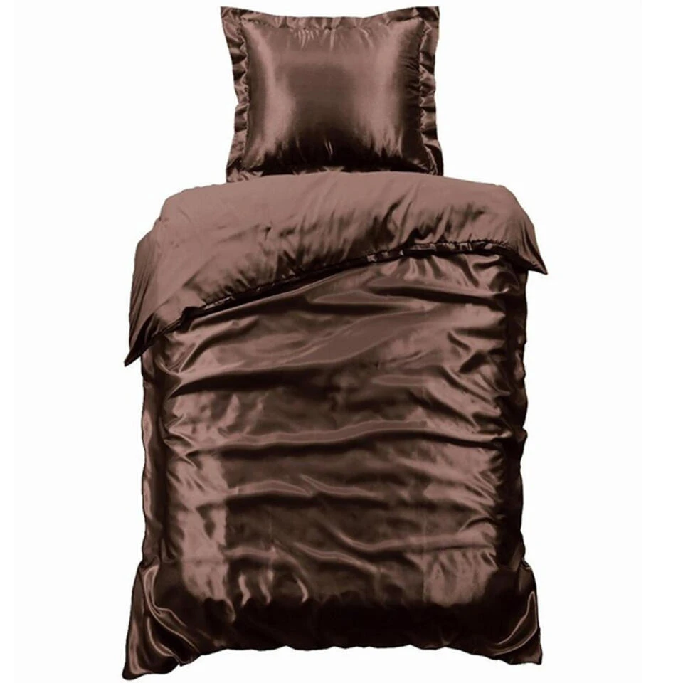 Glanzend Satijnen Dekbedovertrek Beauty Silk Bruin-2-persoons (200 X 200/220 Cm) 5 Glanzend Satijnen Dekbedovertrek Beauty Silk Bruin-2-persoons (200 X 200/220 Cm) - Afbeelding 3