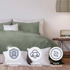 Ten Cate 100% Katoensatijnen Lits-jumeaux Dekbedovertrek - 240x200/220 - Groen -Leen Bakker Winkel d8e4aad75b464706bdf89a6775d49810