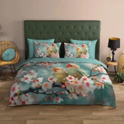 Good Morning Love Birds Dekbedovertrek Aqua-Lits-jumeaux (240 X 200/220 Cm) -Leen Bakker Winkel daec67718ac343b196c281cf8e293890 1