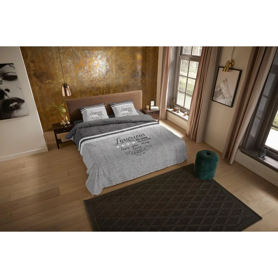 Pure Dekbedovertrek "tekst" - Grijs - (140x200/220 Cm) - Microfiber 4 Pure Dekbedovertrek "tekst" - Grijs - (140x200/220 Cm) - Microfiber - Afbeelding 2