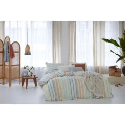 Walra - Dekbedovertrek Natural Stripes - 240x220 Cm - Jade -Leen Bakker Winkel f8642e3df3ce402f9e49d16ba3d56dd9
