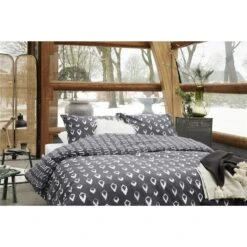 Walra - Dekbedovertrek Remade Turned Cones - 240x220 Cm - Off Black -Leen Bakker Winkel fb3ce5ac25174a7a88578e4c9772d9de